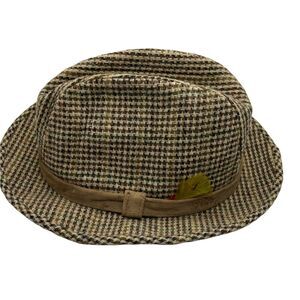 Vintage Borsalino Mens Brown Tweed Wide Brim Fitted Grandpa Fedora Hat Sz 7 3/8